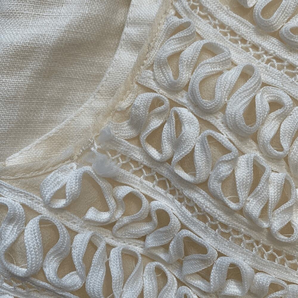 3.1 Phillip Lim Cream Linen Silk Ribbon Detail Dress Size 0 Boho Wedding - Picture 11 of 12